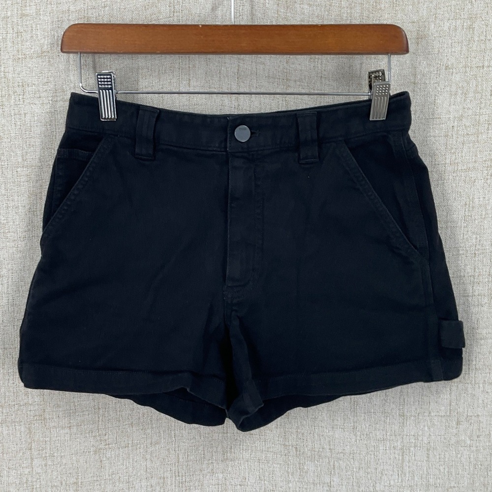 TNA Carpenter Shorts Women 4 Black Cotton Twill Utility High Rise Hammer Loop